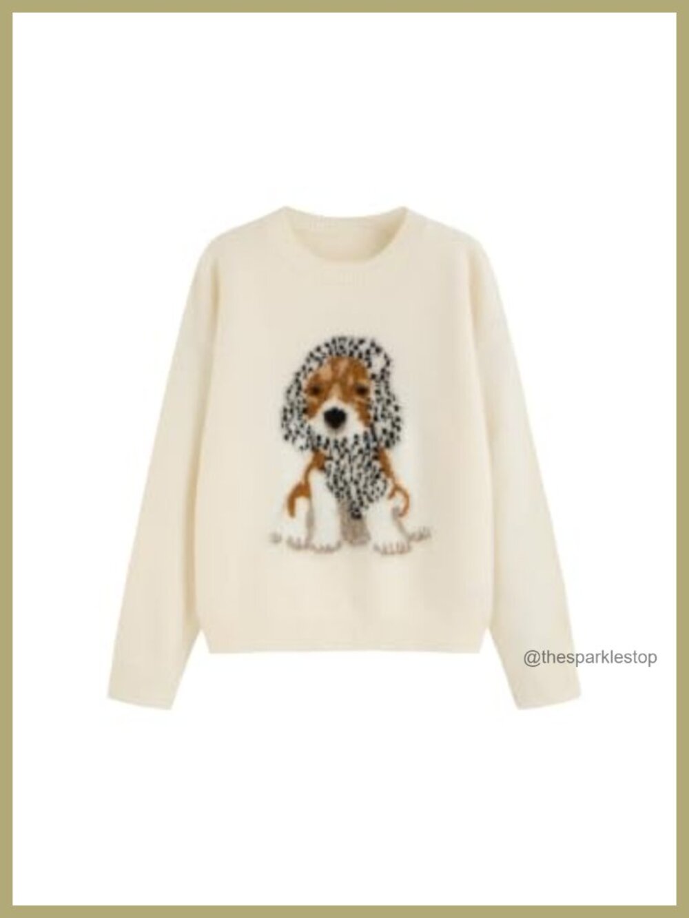 Oversized Knit Pullover Sweater Cute Dog Graphic Crew Neck Long Sleeve Casual